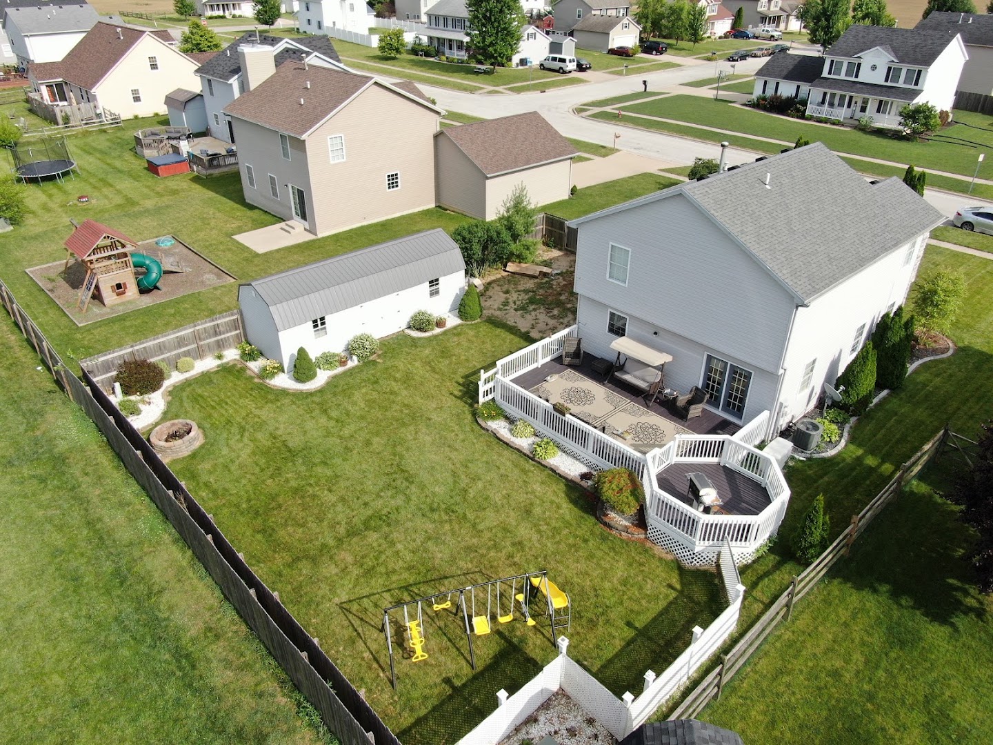 Residential property photographed from the air for a Central Ohio real estate listing